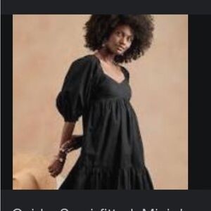 Banana Republic black poplin baby doll mini dress